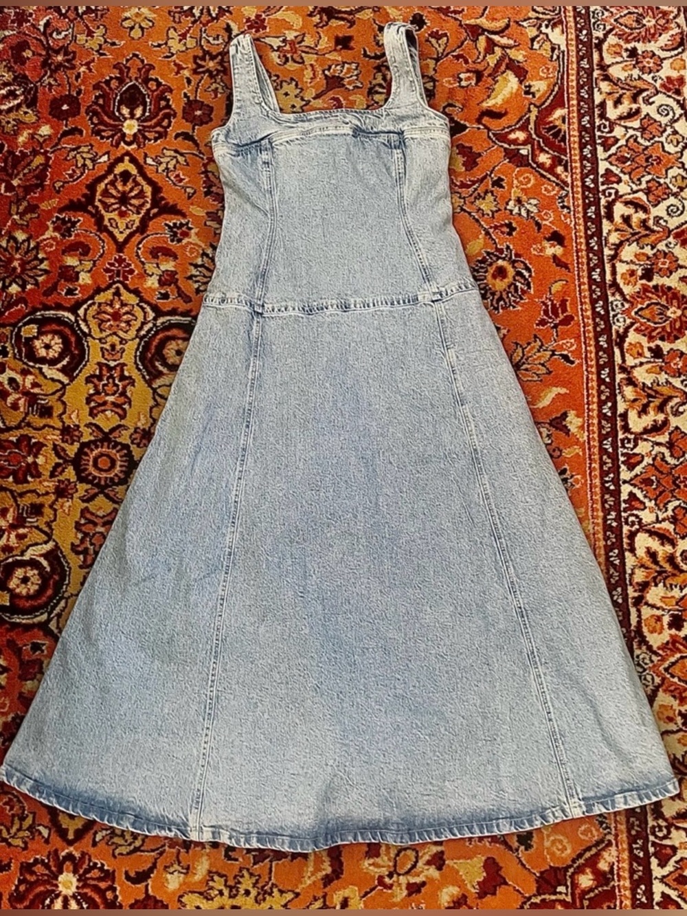 Brand New Topshop Denim dropped Waist Midi Dress Size 6 - Picture 2 of 8